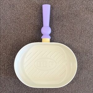 Neoflam Better Finger Kitchen Non Stick 10 Inch BBQ Oval Grill Pan w/ Handle NWT